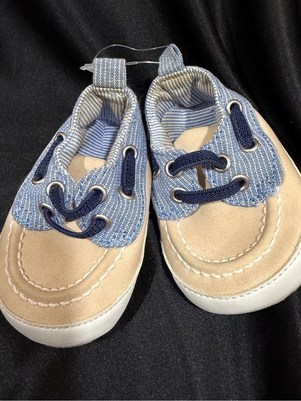 Source Unknown Baby Boat Shoes in Blue and Tan